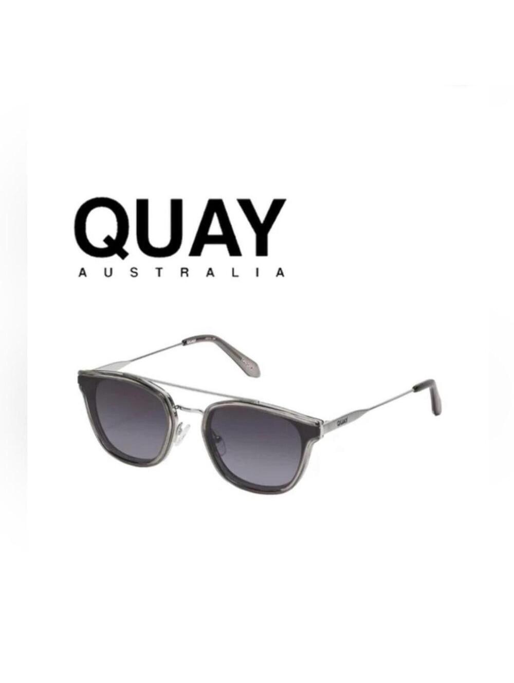 New Quay Australia Getaway Metal Grey Smoke Sunglasses New in Case